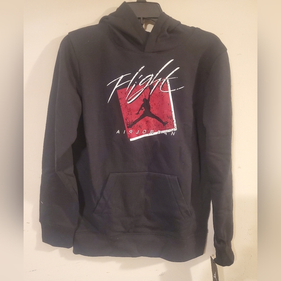 Nike Air Jordan Flight Black Hoodie with Red Logo. NWT. Youth XL - Picture 1 of 3